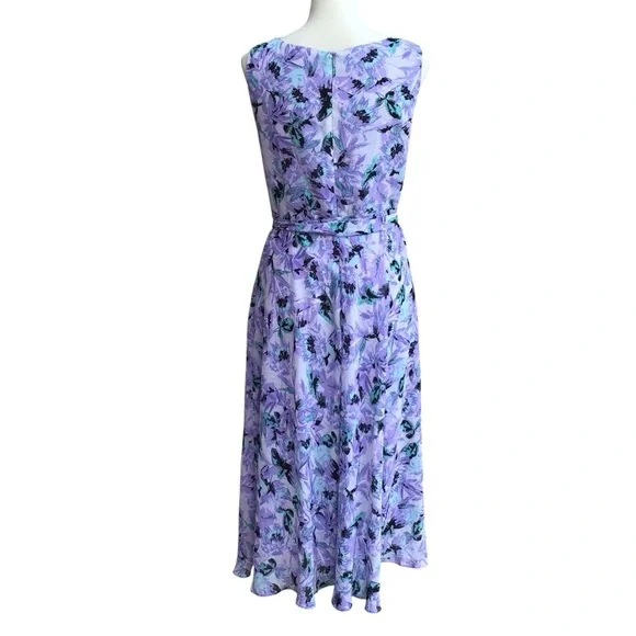 Evan Picone Black Label Floral Purple Sleeveless Midi Dress - Picture 2 of 11